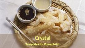  Presentation with korean food - PPT layouts consisting of korean-roasted-food background and a tawny brown colored foreground