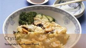  Presentation with korean food - Cool new PPT theme with korean roasted food backdrop and a gold colored foreground