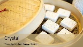  Presentation with korean - Presentation theme featuring korean snacks - chinese traditional snack on table background and a  colored foreground