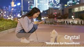  Presentation with korean - Amazing slide set having korean snacks - woman train her dog backdrop and a coral colored foreground