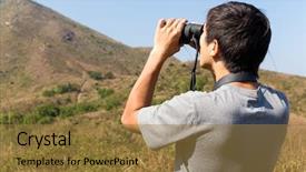  Presentation with mountain - Slides enhanced with korean soldiers - man with binoculars background and a  colored foreground