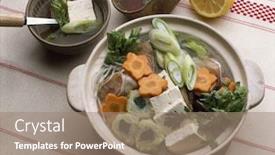  Presentation with korean food - Beautiful slides featuring korean soup food backdrop and a coral colored foreground