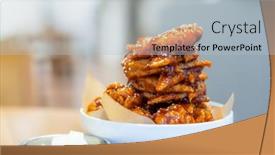  Presentation with korean - Presentation theme with korean-spicy-crispy-chicken-drumstick background and a light gray colored foreground