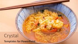  Presentation with instant noodles bowl - PPT layouts consisting of korean-spicy-instant-noodles background and a gold colored foreground