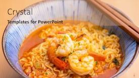  Presentation with instant noodles bowl - Presentation theme with korean-spicy-instant-noodles background and a coral colored foreground