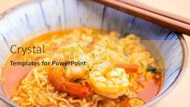  Presentation with instant noodles - PPT layouts consisting of korean-spicy-instant-noodles background and a yellow colored foreground