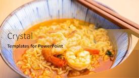  Presentation with instant noodles bowl - Presentation theme having korean-spicy-instant-noodles background and a yellow colored foreground