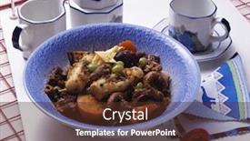  Presentation with korean food - Audience pleasing theme consisting of korean steamed food backdrop and a tawny brown colored foreground