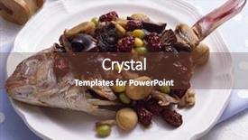  Presentation with korean food - Slides enhanced with korean steamed food background and a tawny brown colored foreground