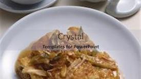  Presentation with korean food - Slide deck consisting of korean steamed food background and a light gray colored foreground