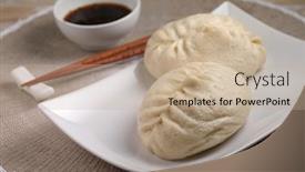  Presentation with korean - Cool new presentation design with korean-steamed-turkey-meat-buns backdrop and a coral colored foreground