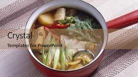  Presentation with korean - Slides consisting of korean stew background and a coral colored foreground