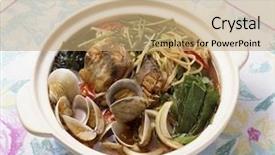  Presentation with korean - Theme consisting of korean stew background and a coral colored foreground