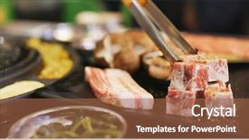  Presentation with japanese style - PPT theme having korean style bbq in restaurant background and a red colored foreground