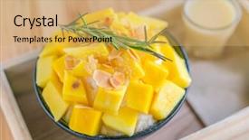  Presentation with korean - Amazing slide set having korean style fresh mango shaved ice on wood table backdrop and a yellow colored foreground