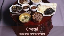  Presentation with korea - Beautiful slide set featuring korean sweet food backdrop and a wine colored foreground