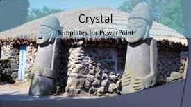  Presentation with korean culture - Presentation theme featuring korean tradition and symbol background and a light blue colored foreground