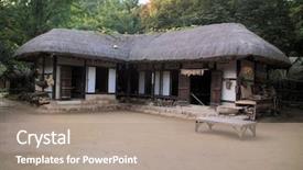  Presentation with korean - Cool new PPT theme with korean tradition backdrop and a coral colored foreground