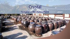  Presentation with korean culture - Presentation theme with korean tradition background and a light blue colored foreground