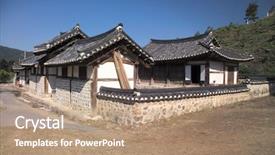  Presentation with korean - PPT theme featuring korean tradition background and a coral colored foreground