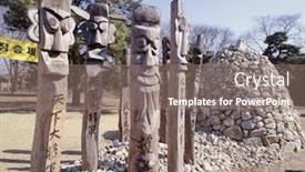  Presentation with korean - Presentation theme having korean tradition background and a gray colored foreground