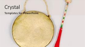  Presentation with traditional music - PPT theme having korean traditional tool background and a soft green colored foreground