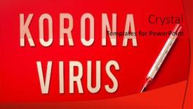  Presentation with corona - Theme consisting of koronavirus-norsk-norwegian-word-text background and a crimson colored foreground
