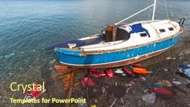  Presentation with refugees - Audience pleasing PPT theme consisting of kos-greece-sep-27-2015 backdrop and a tawny brown colored foreground