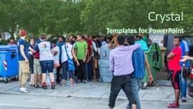  Presentation with refugees - Slide set featuring kos-greece-sep-27-2015 background and a tawny brown colored foreground