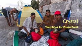  Presentation with refugees - Amazing slide set having kos-greece-sep-28-2015 backdrop and a tawny brown colored foreground