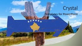  Presentation with kosovo - Presentation design consisting of kosovo-flag-wooden-sign background and a light blue colored foreground