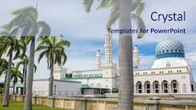  Presentation with masjid - Presentation design having kota kinabalu city mosque background and a sky blue colored foreground