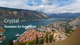  Presentation with kotor montenegro - Colorful presentation design enhanced with kotor-bay-and-old-town backdrop and a ocean colored foreground