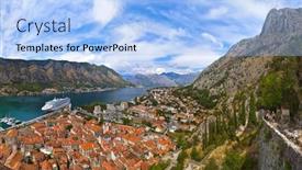  Presentation with kotor montenegro - Cool new PPT theme with kotor-bay-and-old-town backdrop and a light blue colored foreground