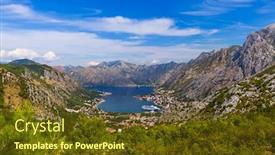  Presentation with kotor montenegro - Presentation theme with kotor bay - montenegro - nature and architecture background background and a tawny brown colored foreground