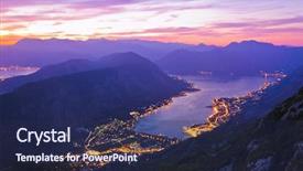  Presentation with kotor montenegro - Presentation design enhanced with kotor bay on sunset - montenegro - nature and architecture background background and a navy blue colored foreground