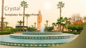  Presentation with tourism - PPT theme having koutoubia-mosque-minaret-tourism background and a cream colored foreground