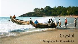 Presentation with kerala - PPT theme enhanced with kovalam-india-january-20-fishermen background and a coral colored foreground