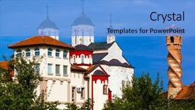  Presentation with free islamic architecture - Colorful slide set enhanced with kovilj monastery in fruska gora backdrop and a light blue colored foreground