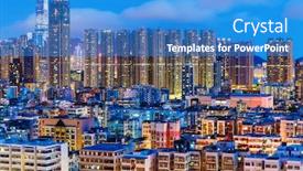  Presentation with night - Slide deck with kowloon-district-at-night background and a teal colored foreground
