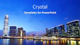  Presentation with hong kong - Colorful slides enhanced with kowloon-downtown-in-hong-kong backdrop and a cobalt blue colored foreground