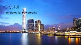  Presentation with hong kong - PPT layouts enhanced with kowloon-downtown-in-hong-kong background and a light blue colored foreground