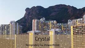  Presentation with residential - Presentation theme enhanced with kowloon residential district background and a coral colored foreground