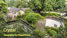  Presentation with hong kong - Colorful presentation theme enhanced with kowloon-walled-city-park backdrop and a tawny brown colored foreground