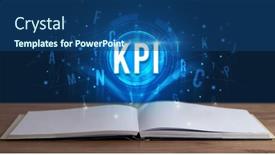  Presentation with digital book - Slide set consisting of kpi-inscription-coming-out background and a ocean colored foreground