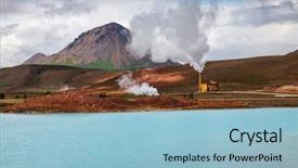  Presentation with geothermal power plant - PPT layouts enhanced with krafla geothermal power plant background and a light blue colored foreground