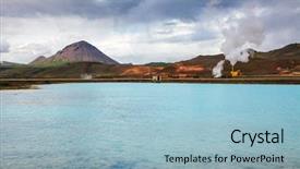  Presentation with geothermal power plant - Beautiful PPT layouts featuring krafla geothermal power plant backdrop and a light blue colored foreground