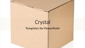  Presentation with cardboard - PPT theme with kraft paper - cardboard box isolated on white background and a lemonade colored foreground