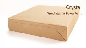  Presentation with box - Slide set consisting of kraft paper - cardboard box isolated on white background and a  colored foreground