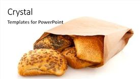  Presentation with paper bag - Presentation having kraft paper - luxury bread rolls in bag background and a white colored foreground